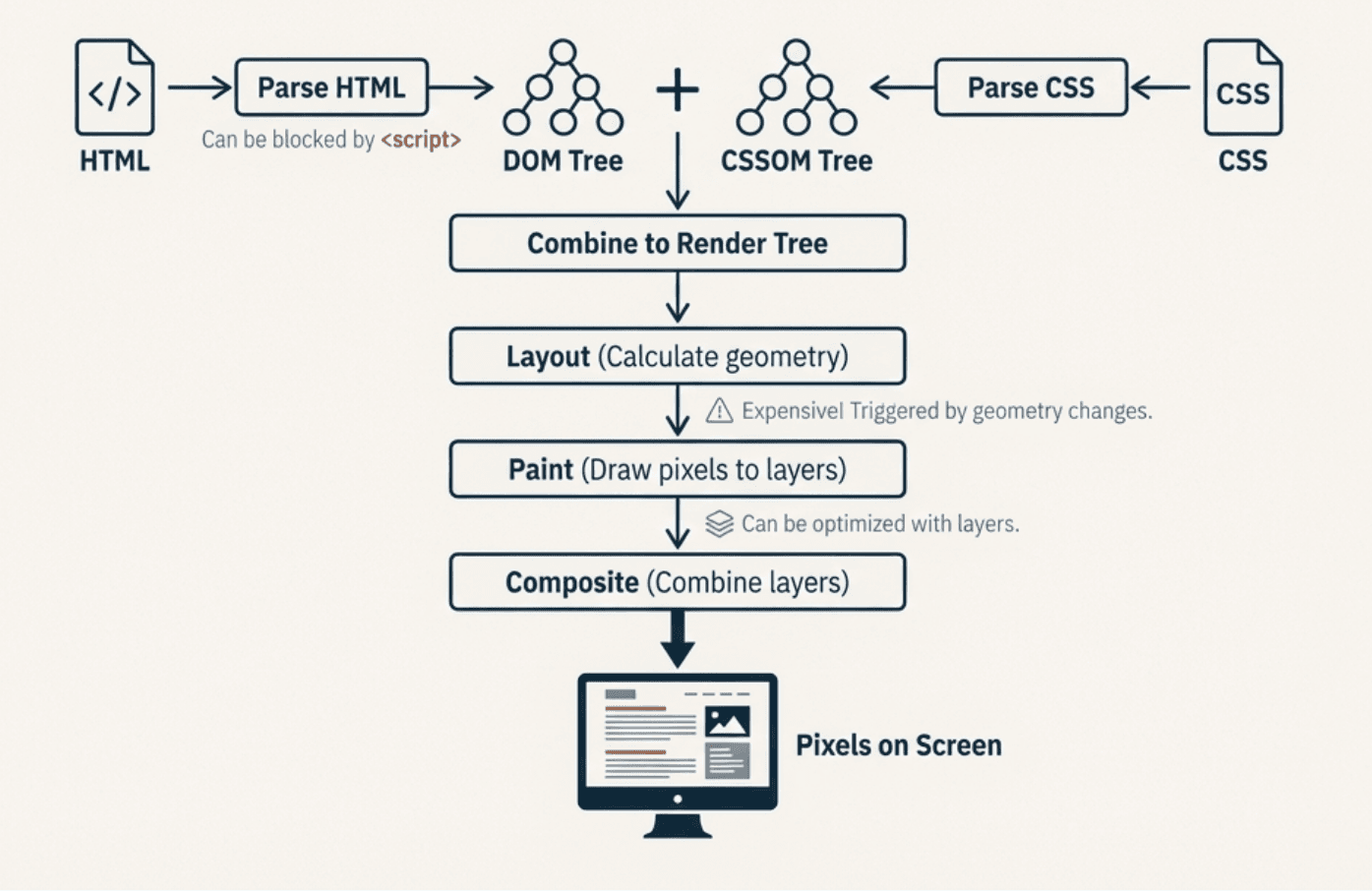 แผนภาพแสดงการ Render ข้อมูล